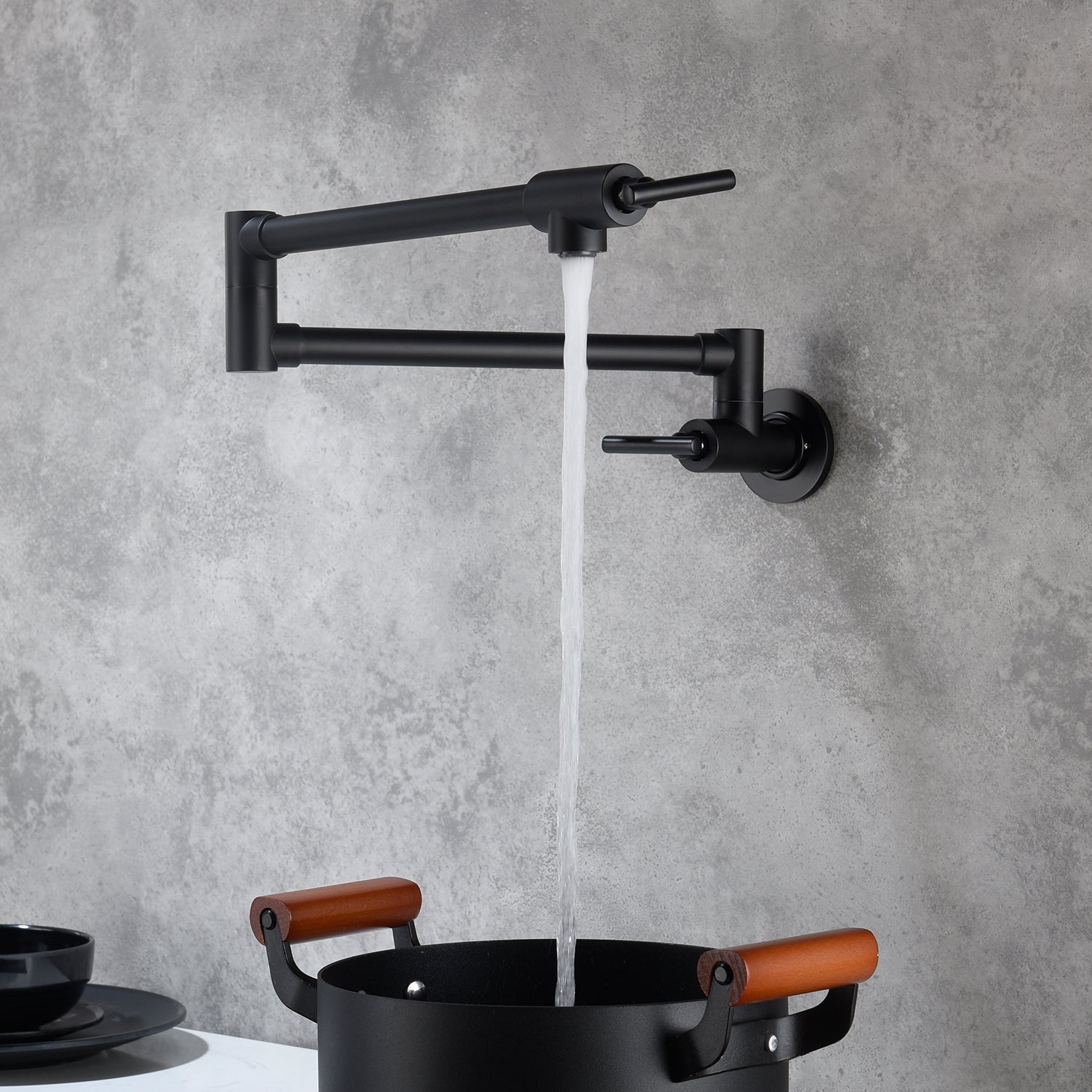 Euro Pot Filler Faucet in Black & Silver