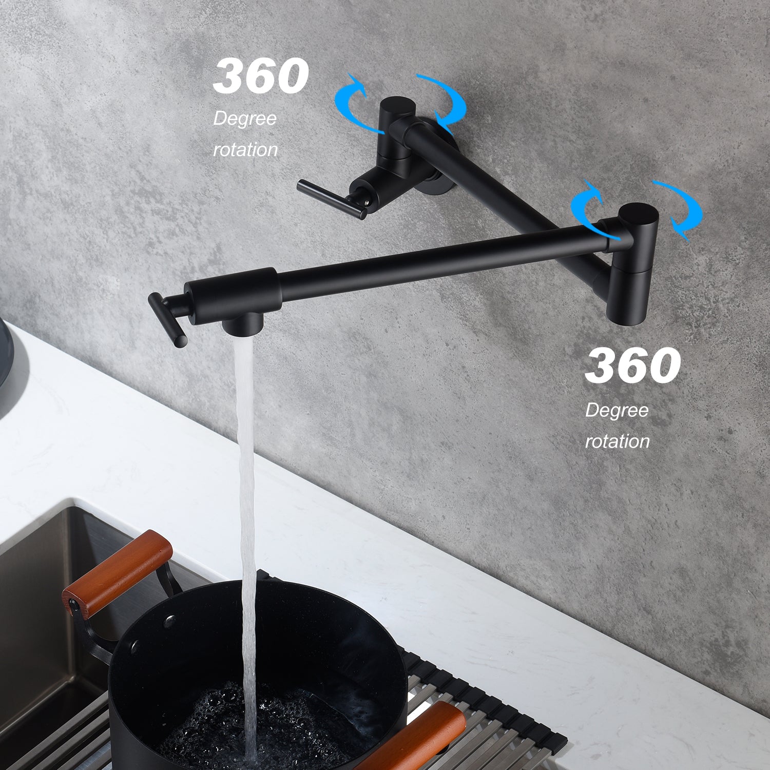 Euro Pot Filler Faucet in Black & Silver