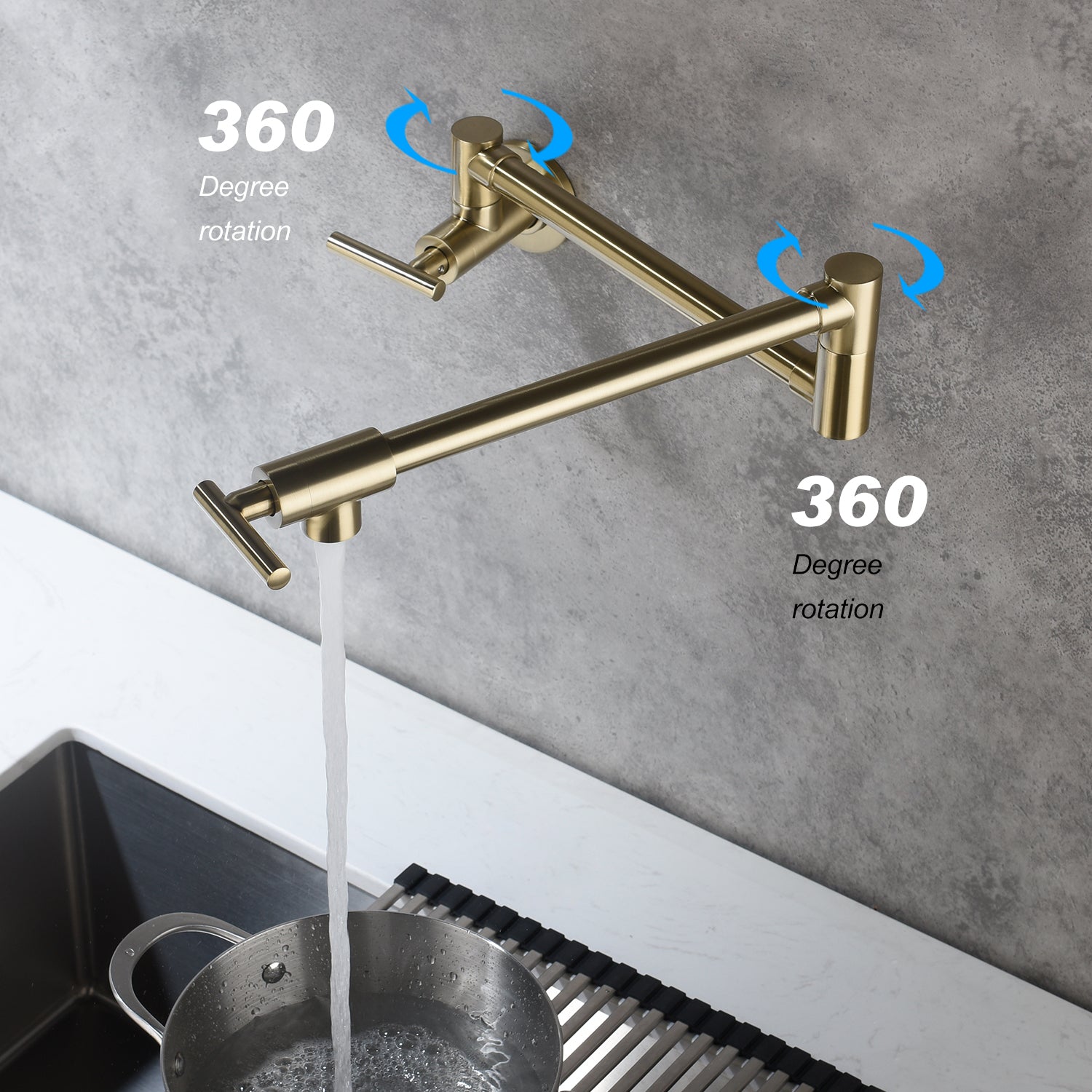 Euro Pot Filler Faucet in Black & Silver