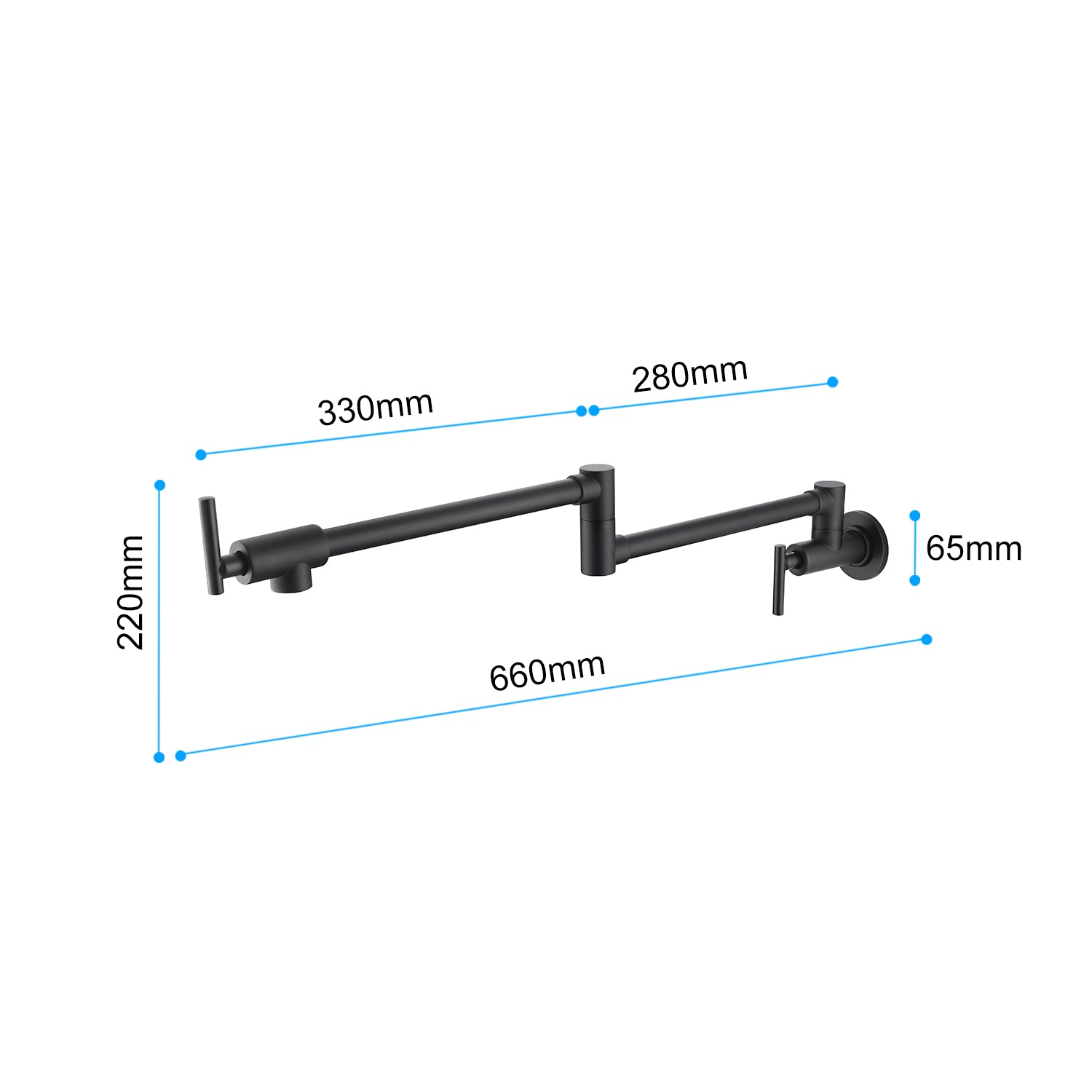 Euro Pot Filler Faucet in Black & Silver