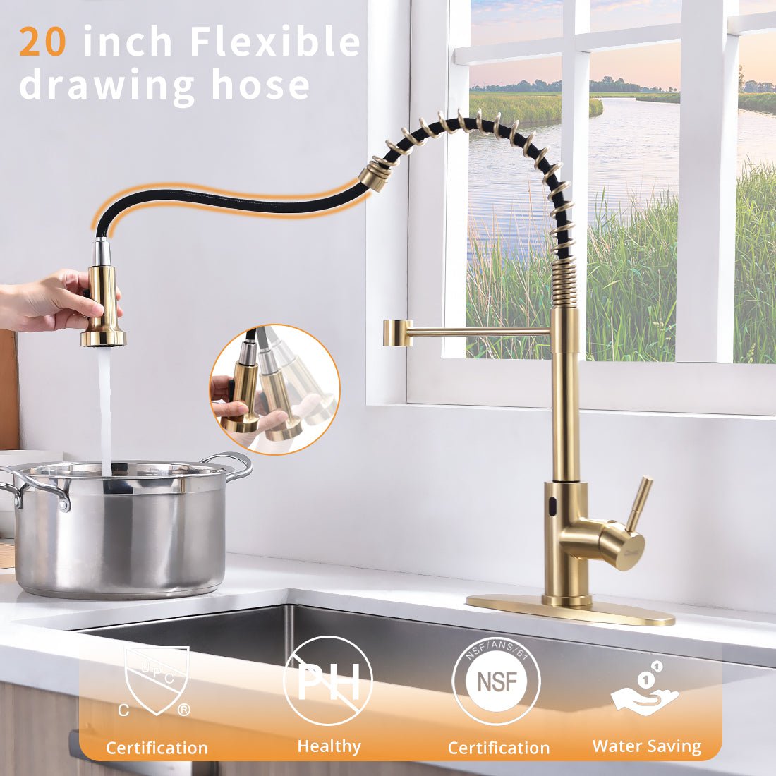 Kraus Touchless Sensor Faucet in Gold & Silver