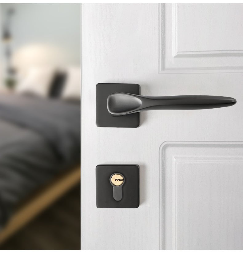Logan Sleek Door Lock in Pearl Grey & Brushed Brass