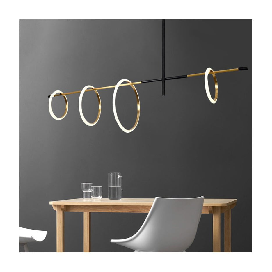 Ring Magnet Side Horizontal Chandelier (4 rings) in Black & White