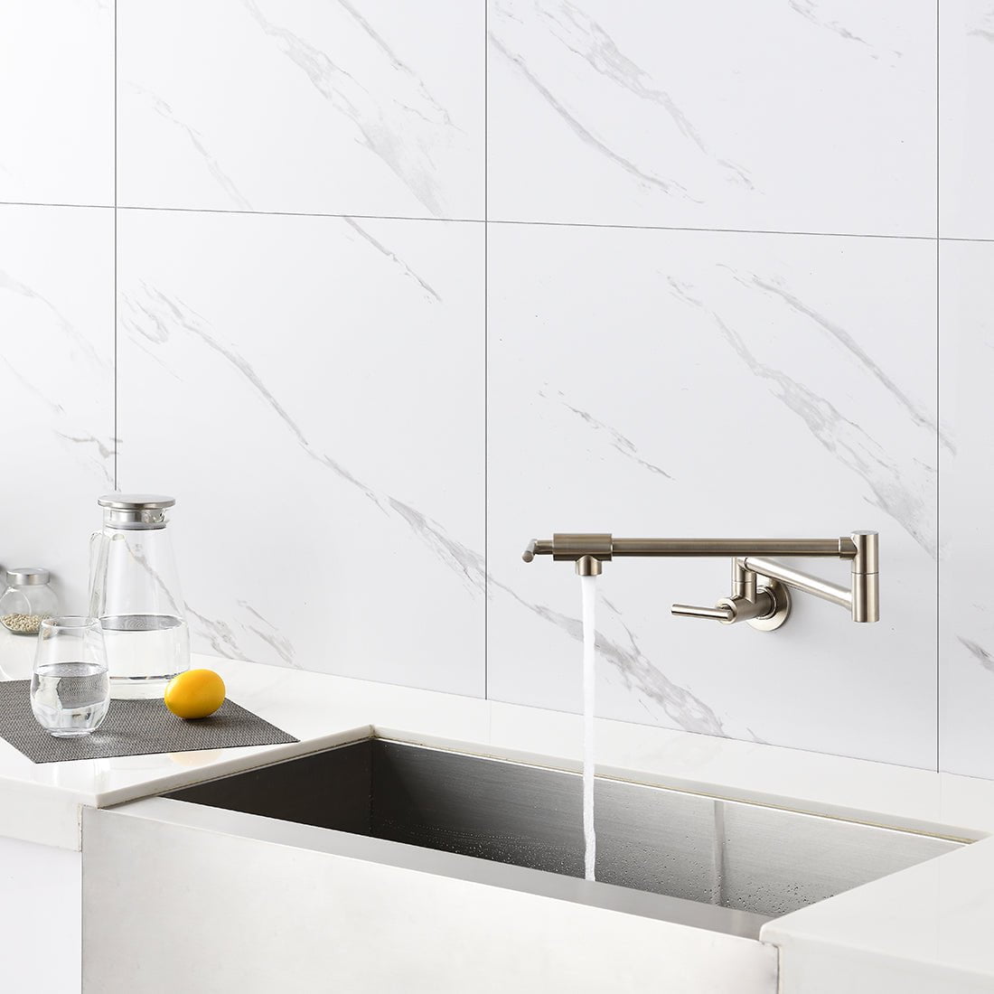 Euro Pot Filler Faucet in Black & Silver