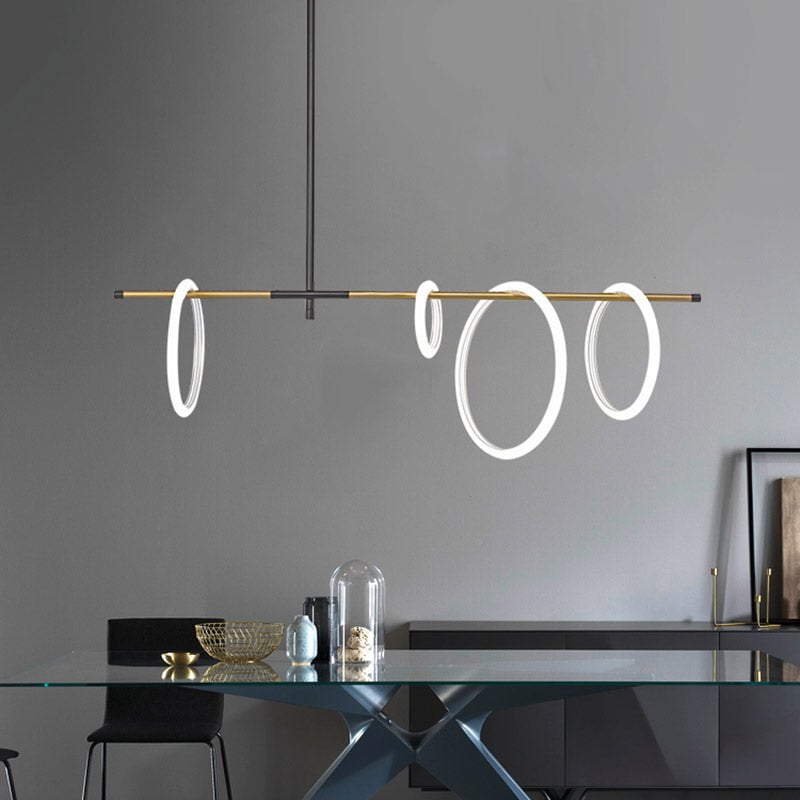 Ring Magnet Side Horizontal Chandelier (4 rings) in Black & White
