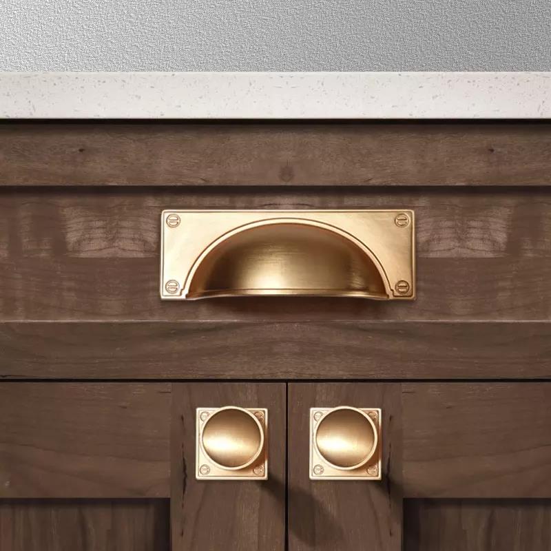 Luigi Lux Furniture Handle in Brushed Brass & Black Brushed Nickel