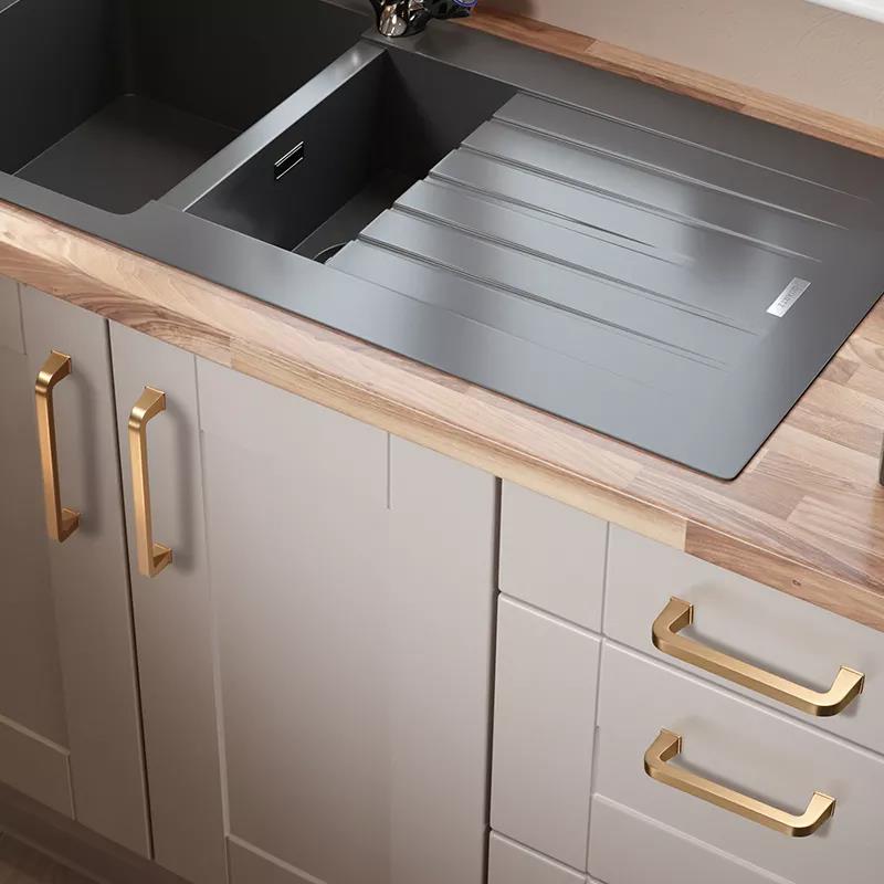 Luigi Lux Furniture Handle in Brushed Brass & Black Brushed Nickel