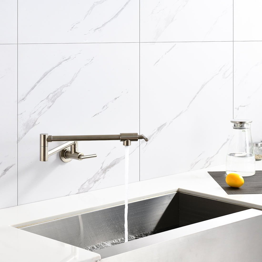 Euro Pot Filler Faucet in Black & Silver