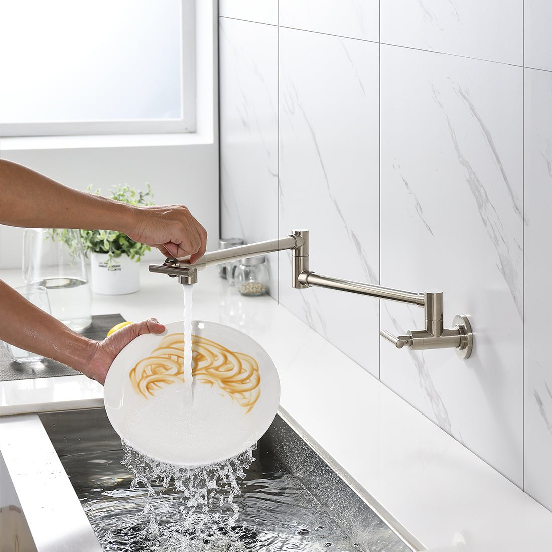 Euro Pot Filler Faucet in Black & Silver