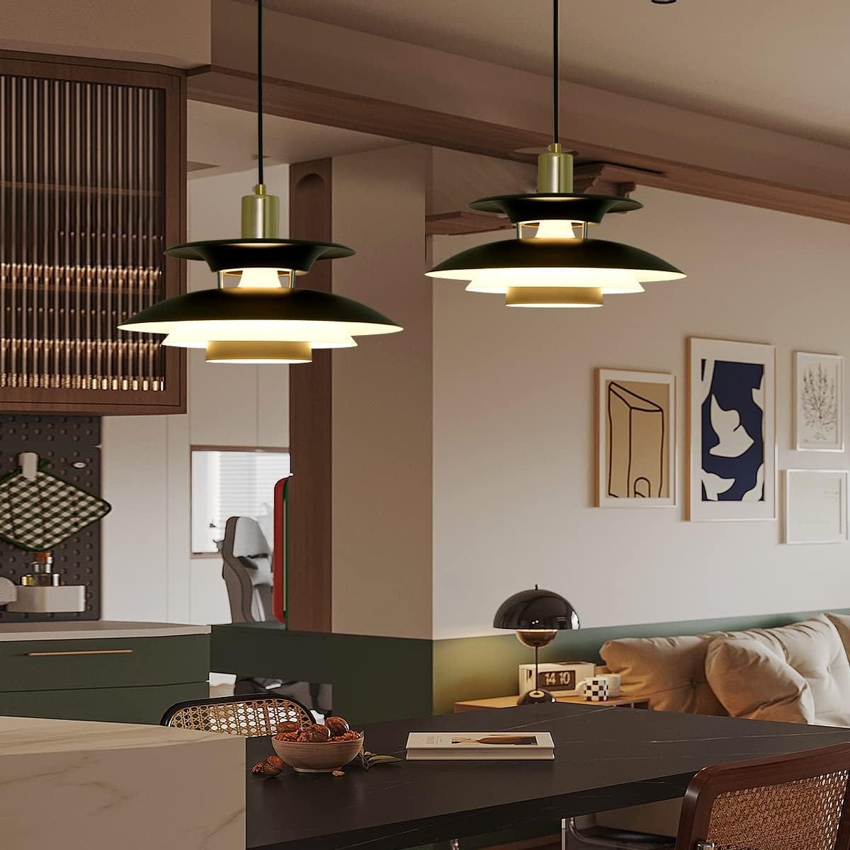 Scandinavian Pendant Light in Black Walnut & Black Birch