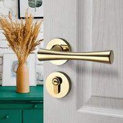 Bent Basic Door Lock in Pvd Gold