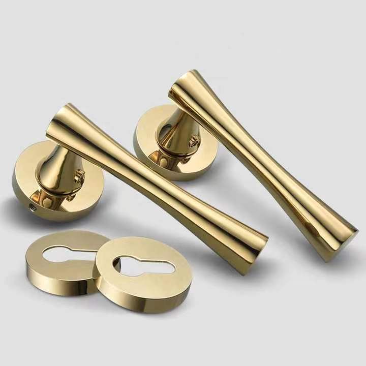 Bent Basic Door Lock in Pvd Gold