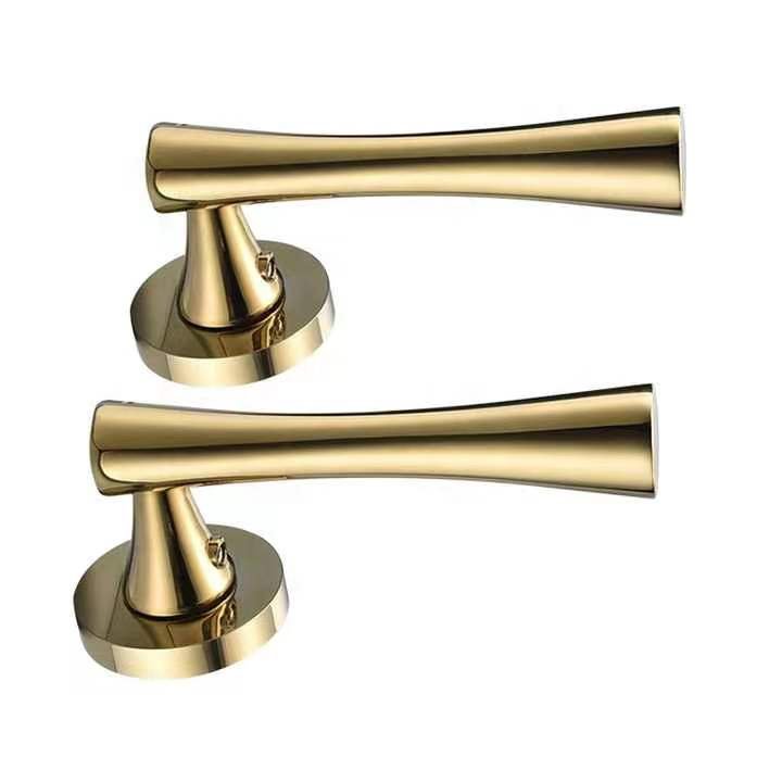Bent Basic Door Lock in Pvd Gold