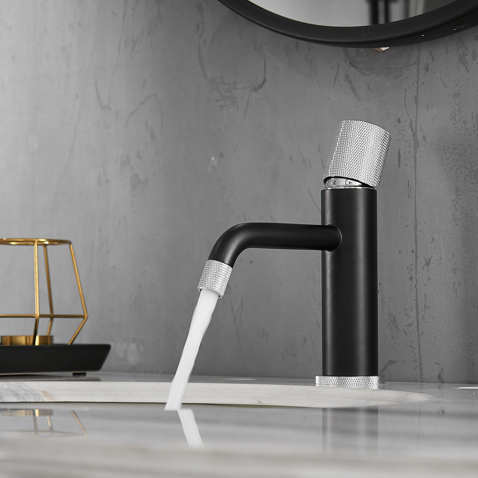 Sharma Faucet in Black & Black Silver