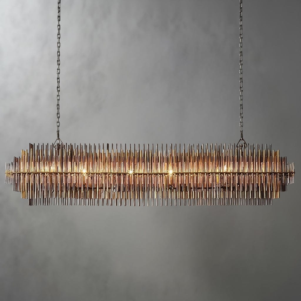 Athena Row Chandelier in Burnished Brass & Pewter