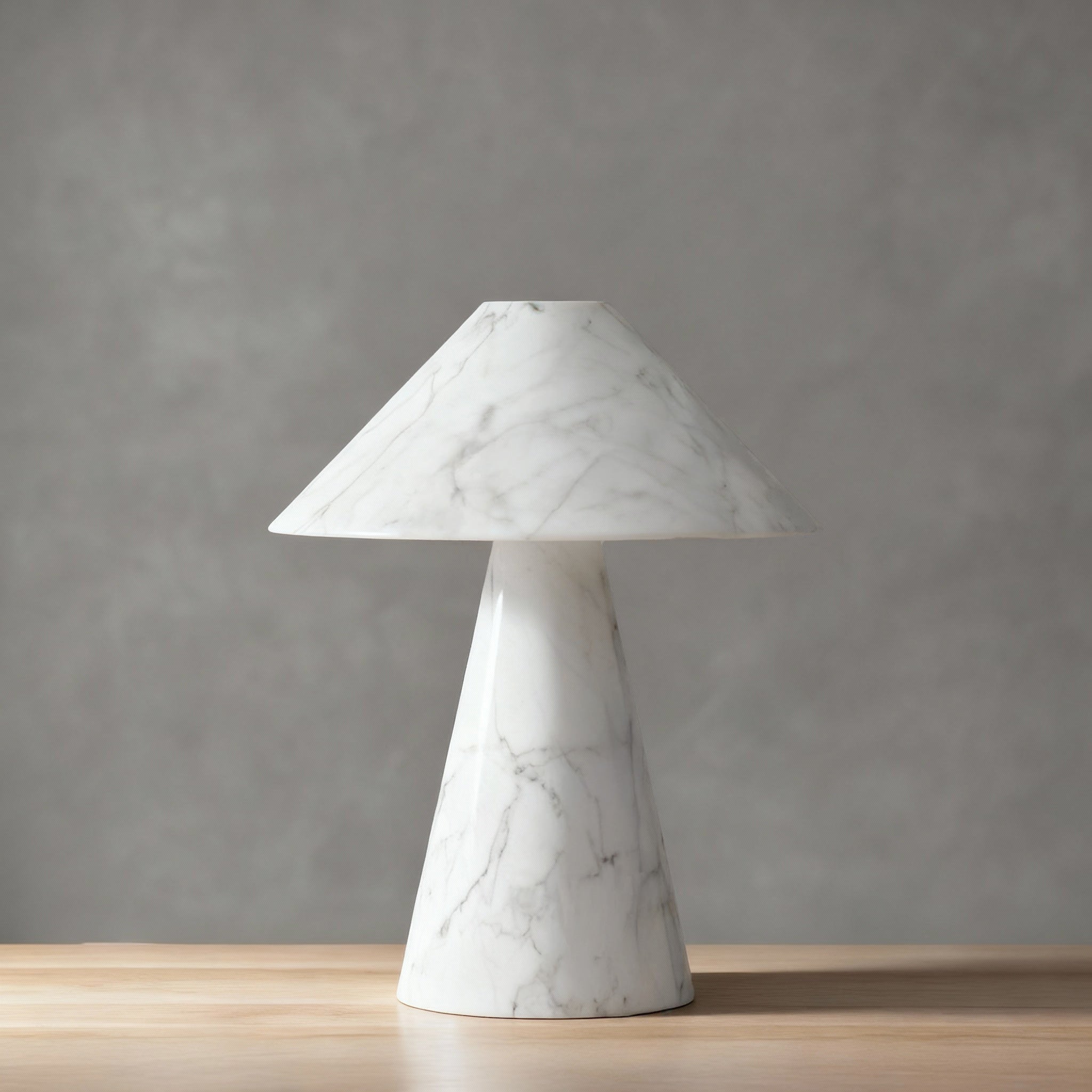 Bella Cone Table Lamp in Black Marble & Calacatta Marble