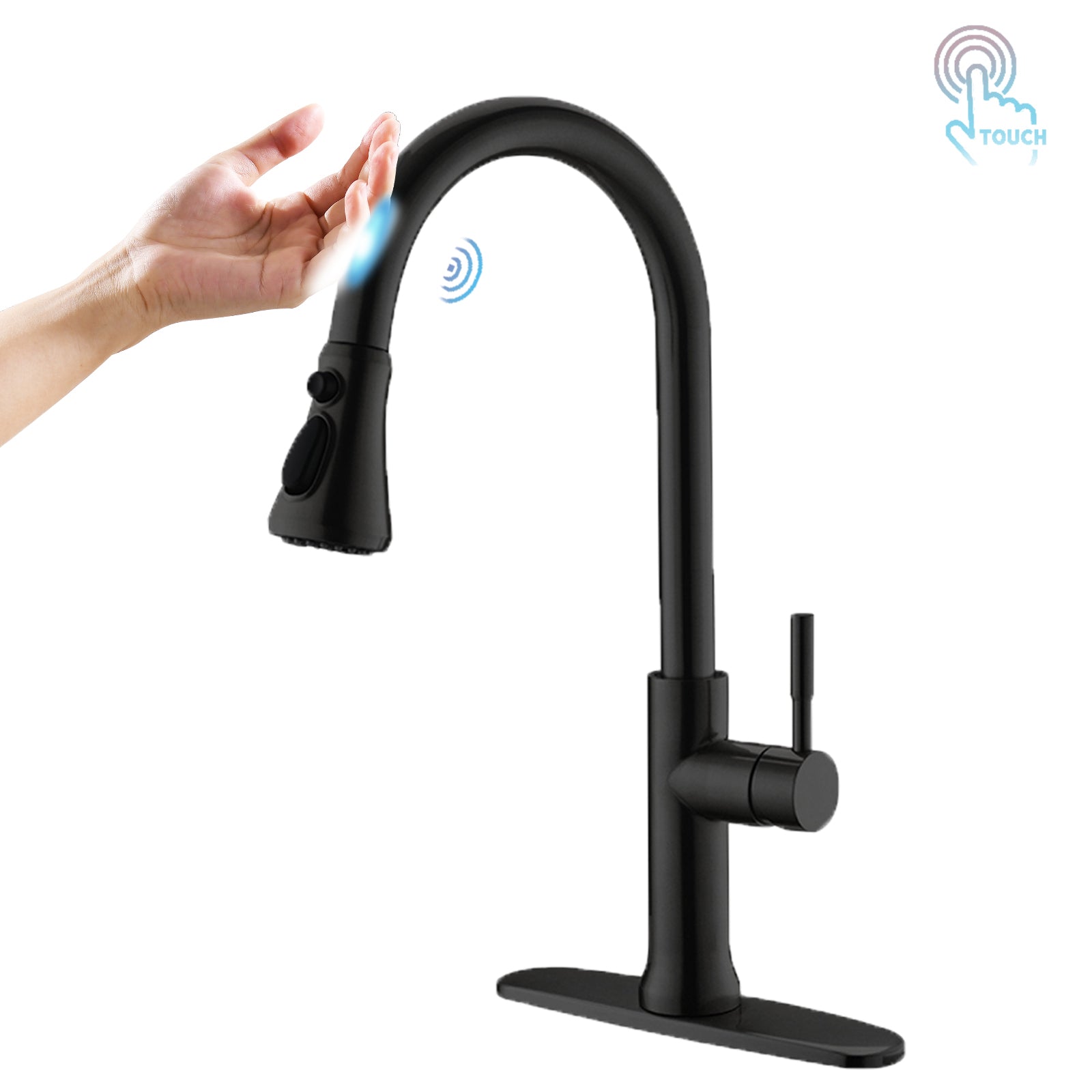 Essiel Touch On Faucet in Black & Gold