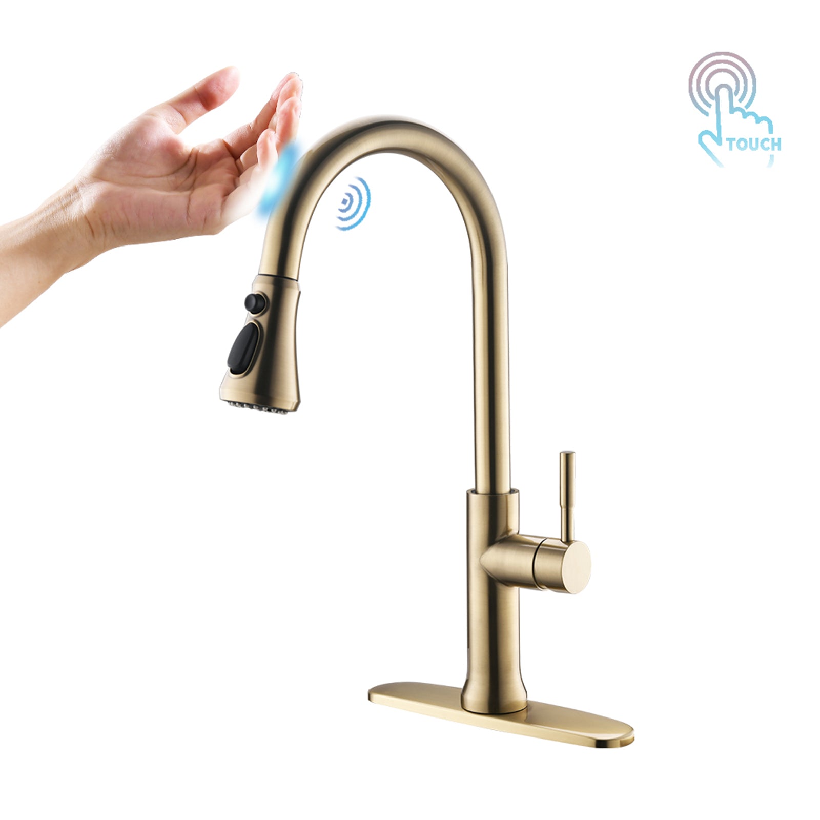 Essiel Touch On Faucet in Black & Gold