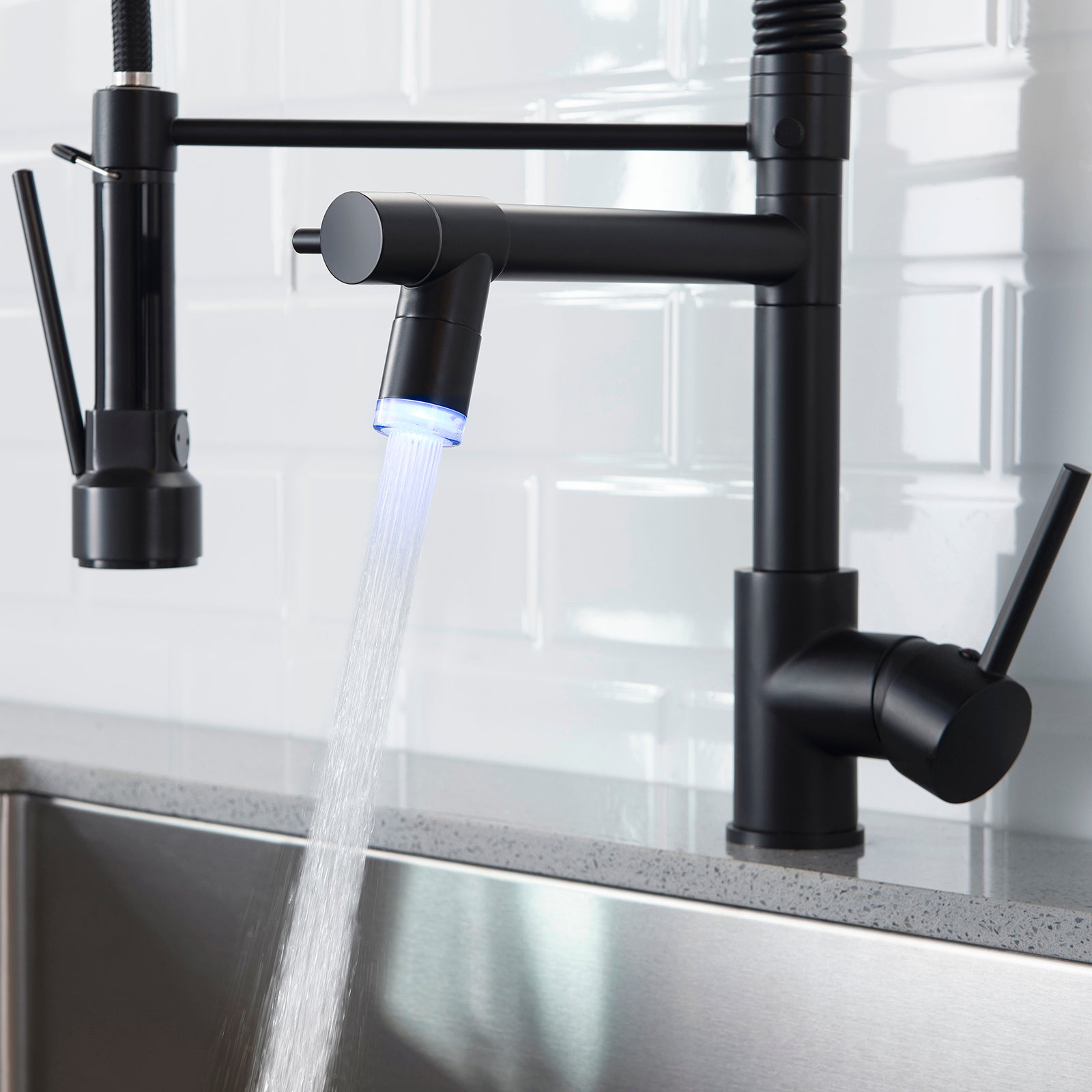 Gustav Led Faucet in Black & Silver