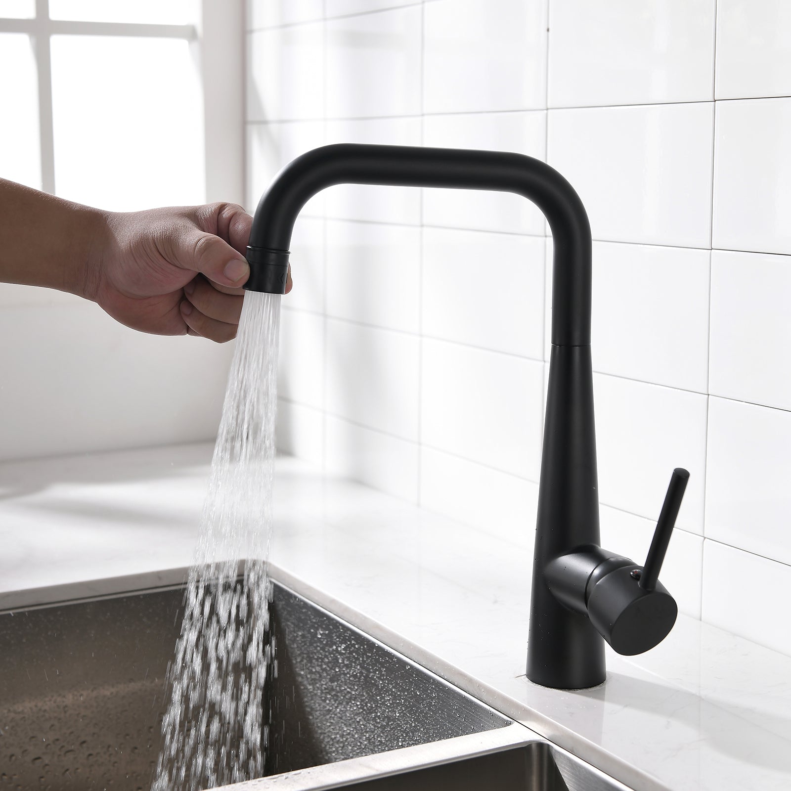Archdamien Faucet in Black & Nickel