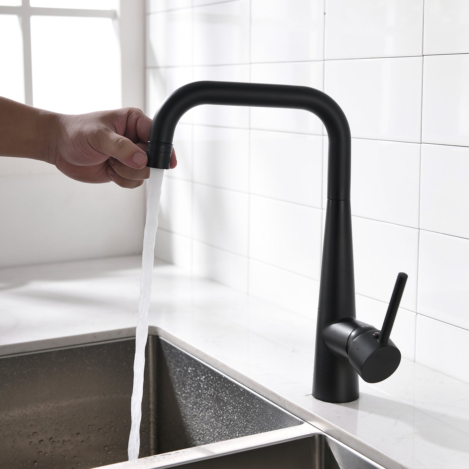 Archdamien Faucet in Black & Nickel