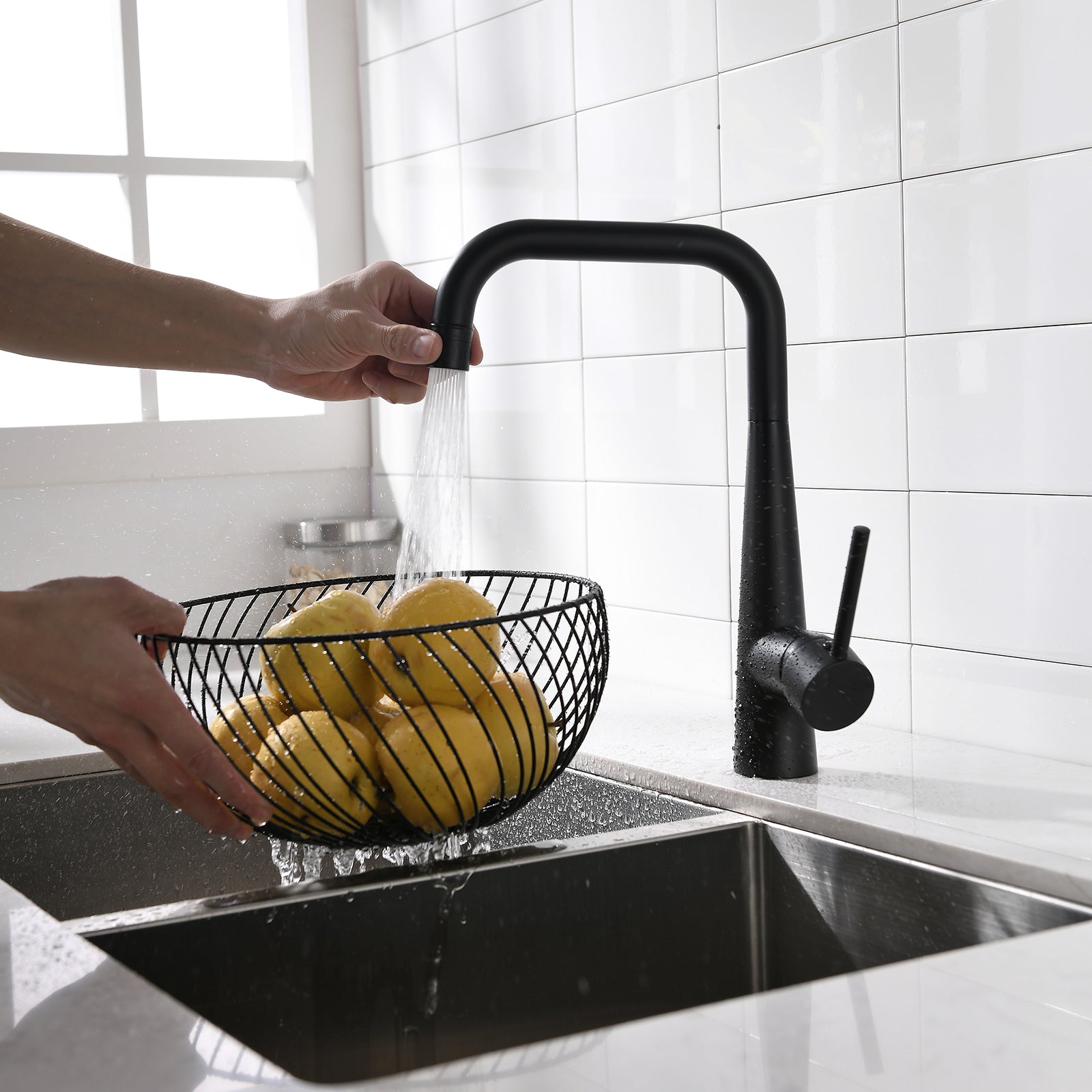 Archdamien Faucet in Black & Nickel