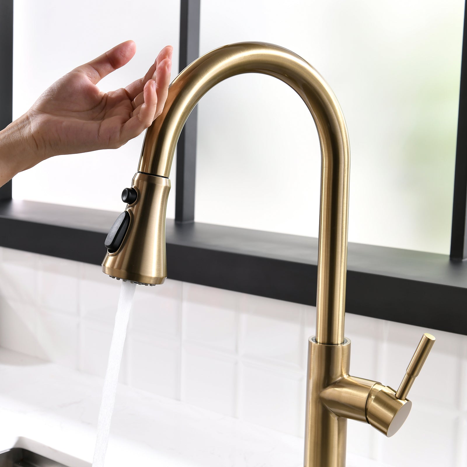 Essiel Touch On Faucet in Black & Gold
