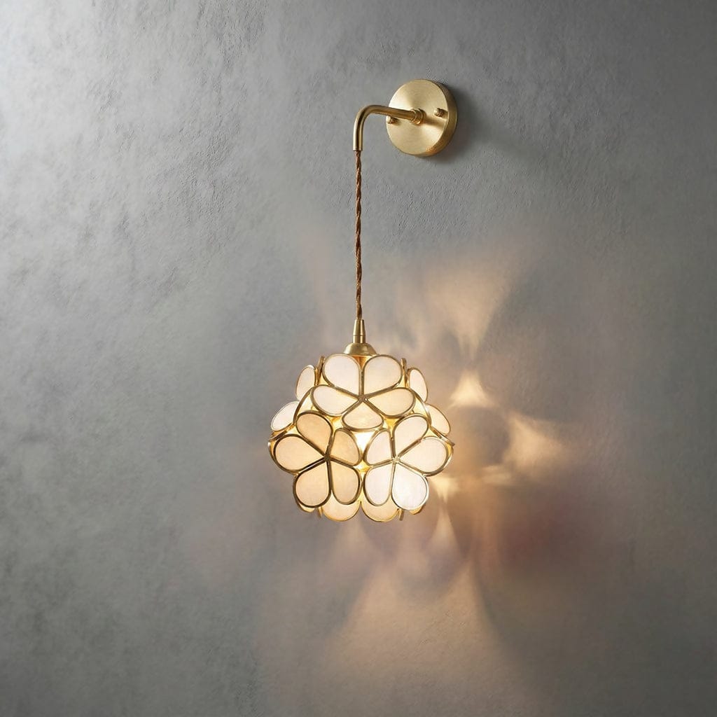 Flora Round Glass Wall Light in Clear & White
