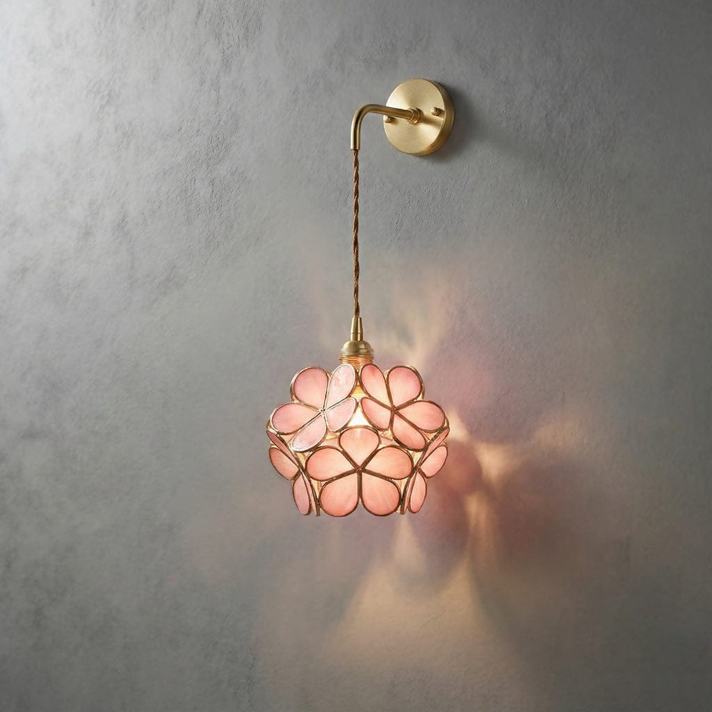 Flora Round Glass Wall Light in Clear & White
