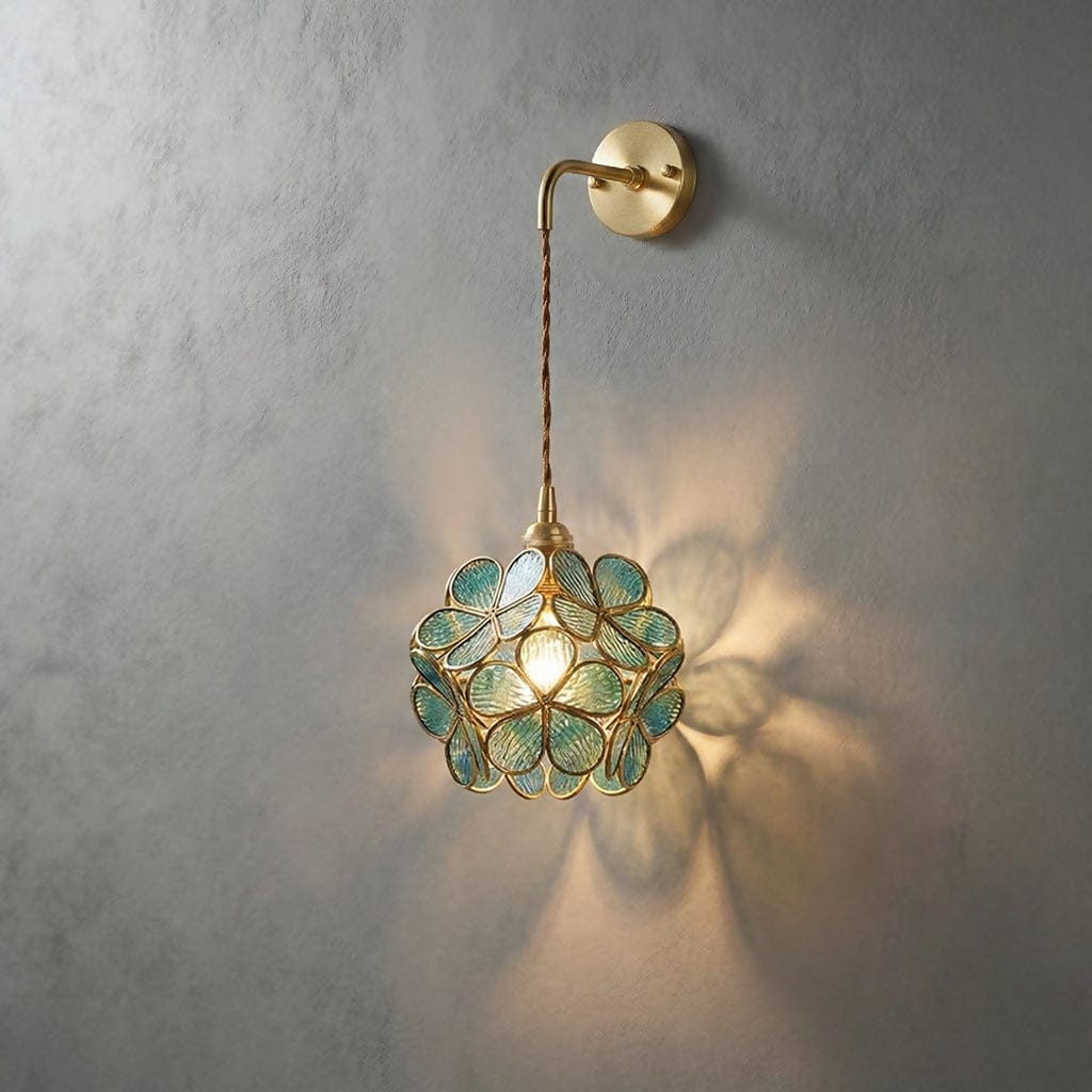 Flora Round Glass Wall Light in Clear & White