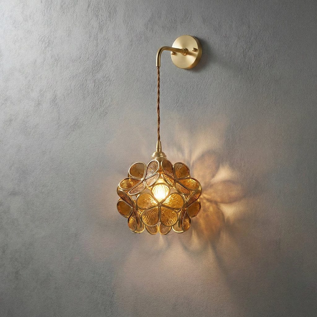 Flora Round Glass Wall Light in Clear & White