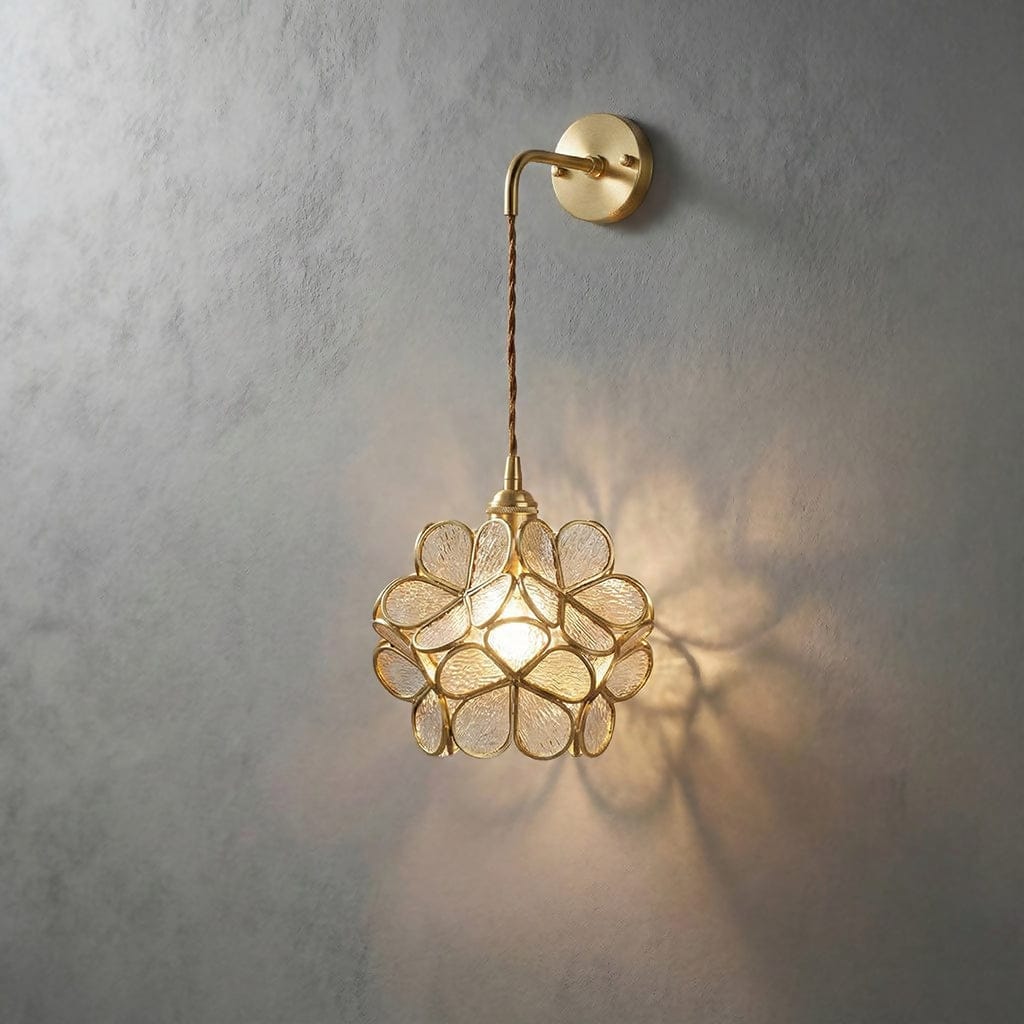 Flora Round Glass Wall Light in Clear & White