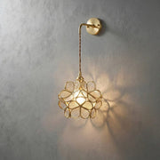 Flora Round Glass Wall Light in Clear & White
