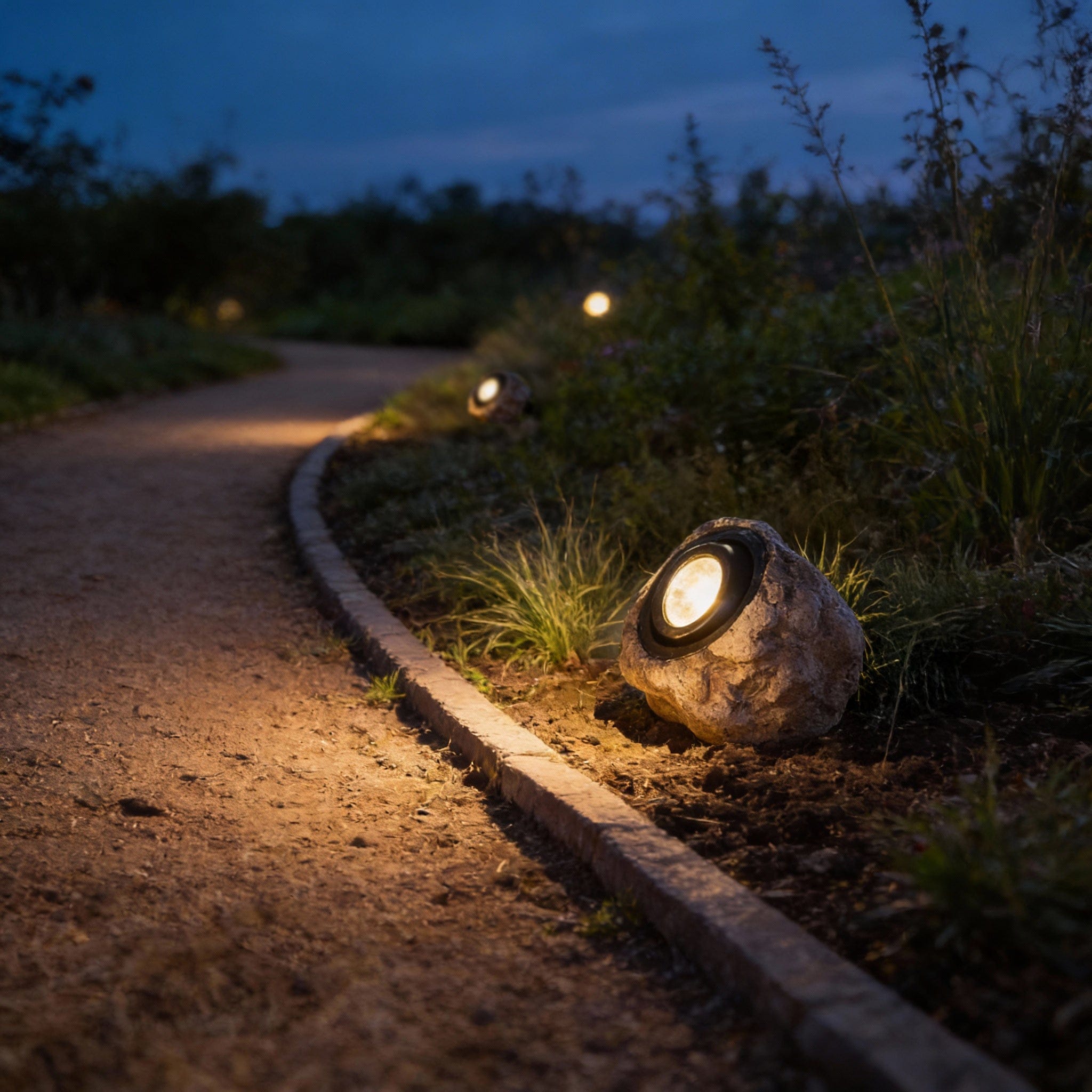 Rocky Solar Garden Light in Granite & Basalt