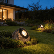 Rocky Solar Garden Light in Granite & Basalt