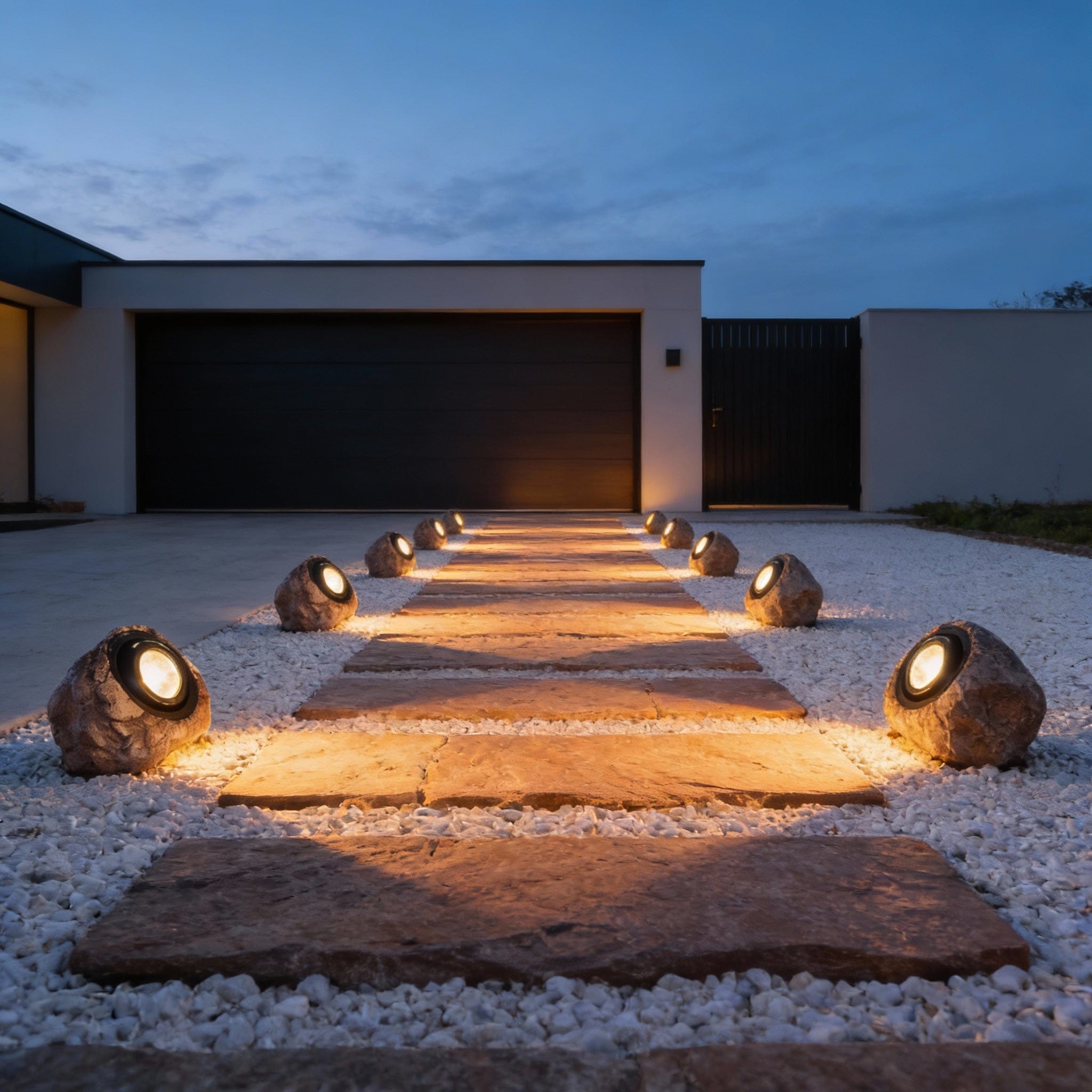 Rocky Solar Garden Light in Granite & Basalt
