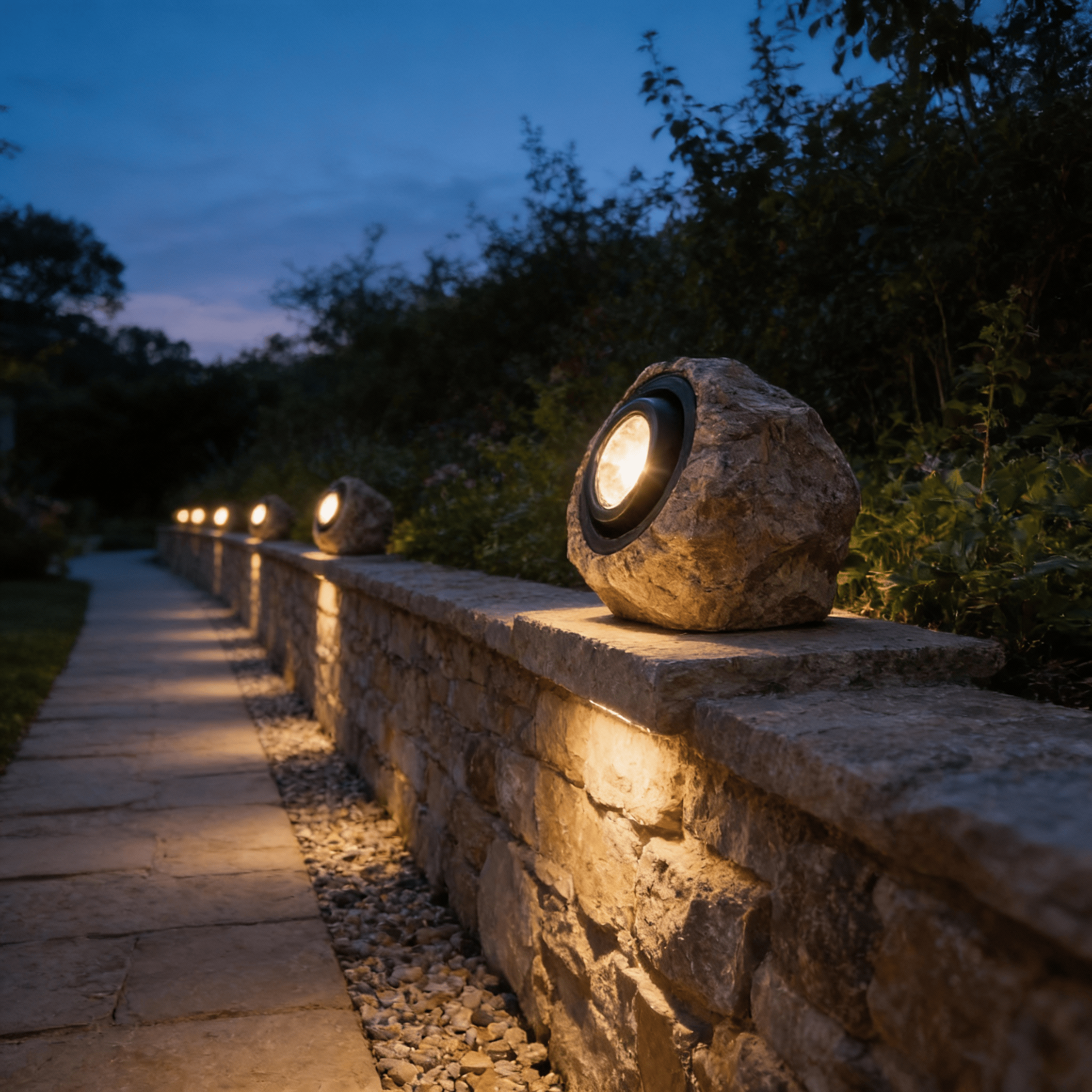 Rocky Solar Garden Light in Granite & Basalt