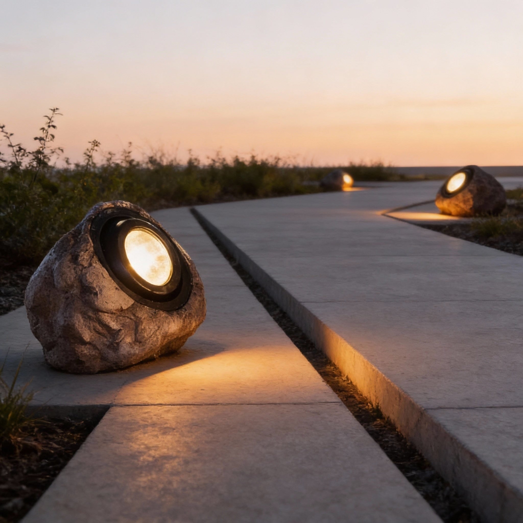 Rocky Solar Garden Light in Granite & Basalt