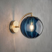 Gusto Round Glass Wall Light in Smoke & Blue