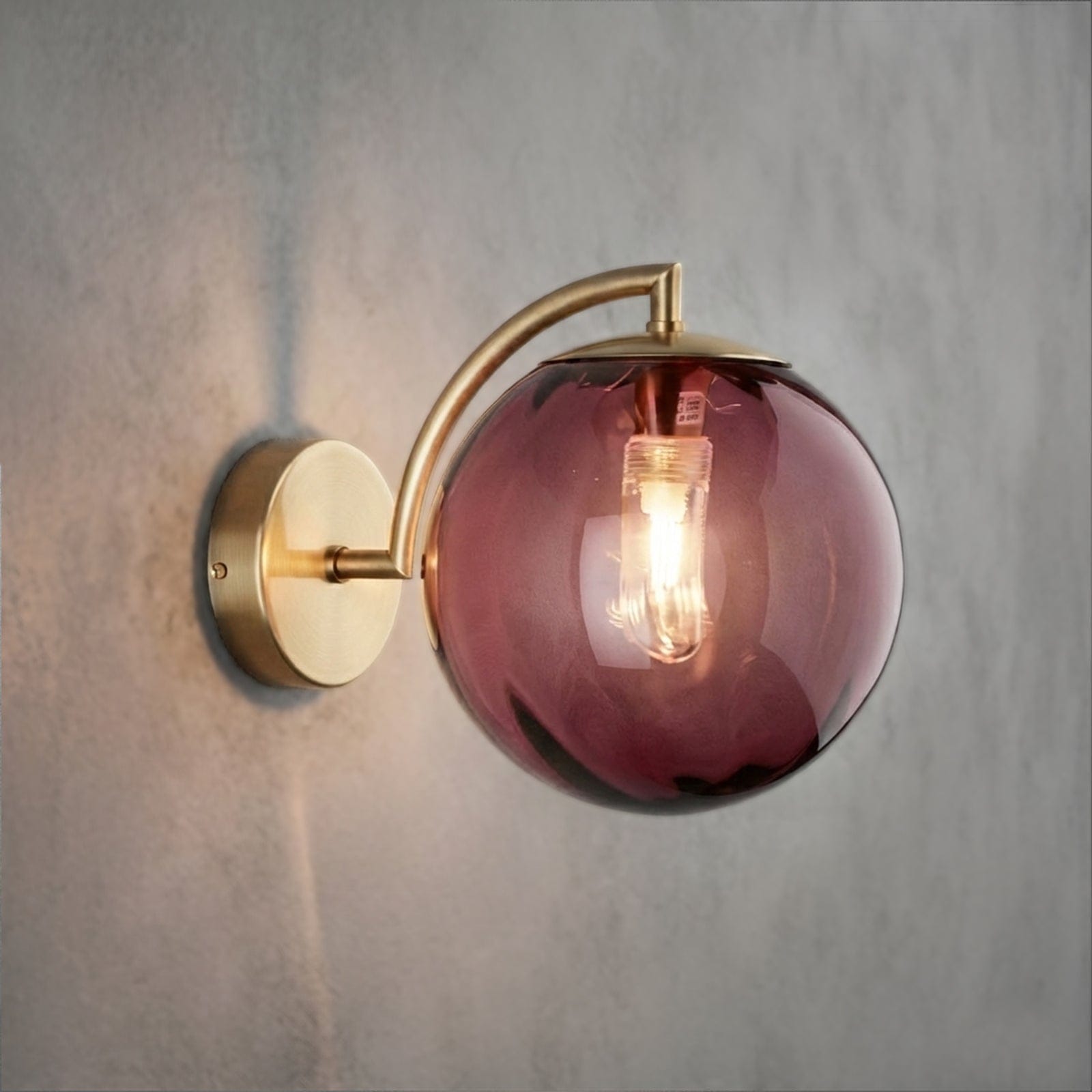 Gusto Round Glass Wall Light in Smoke & Blue