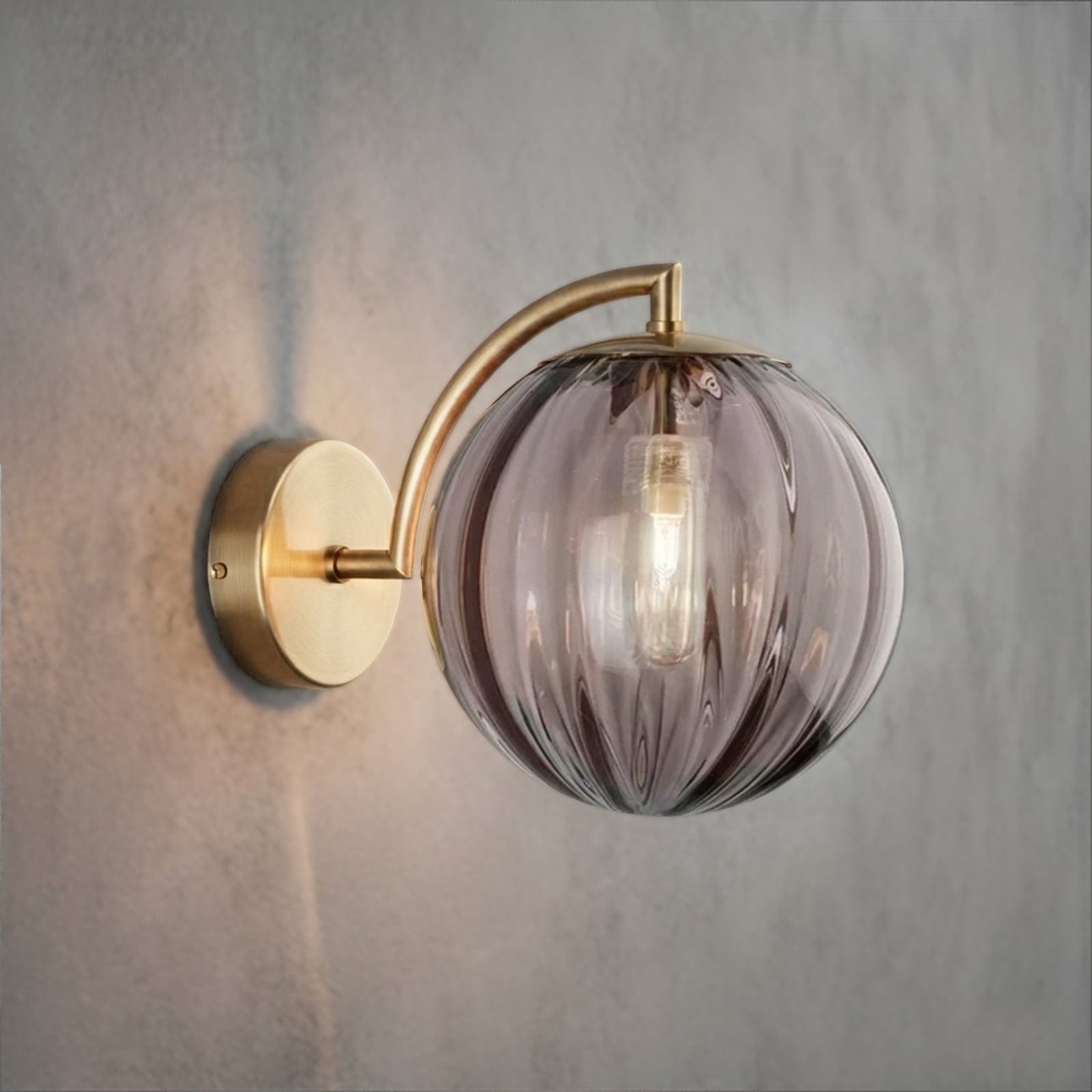 Gusto Round Glass Wall Light in Smoke & Blue