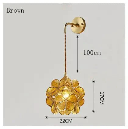 Flora Round Glass Wall Light in Clear & White