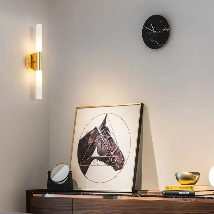 Piped Up Cylindrical Wall Light in Gold & Black