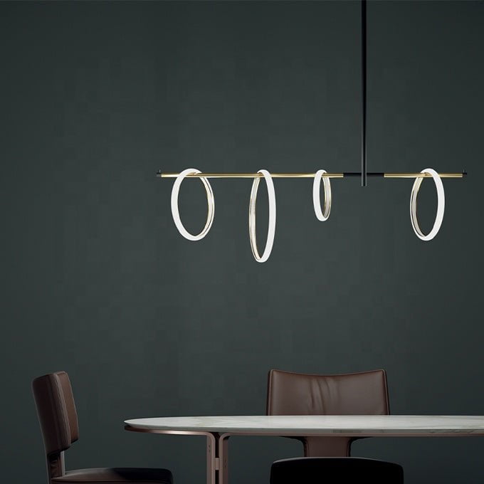 Ring Magnet Side Horizontal Chandelier (4 rings) in Black & White