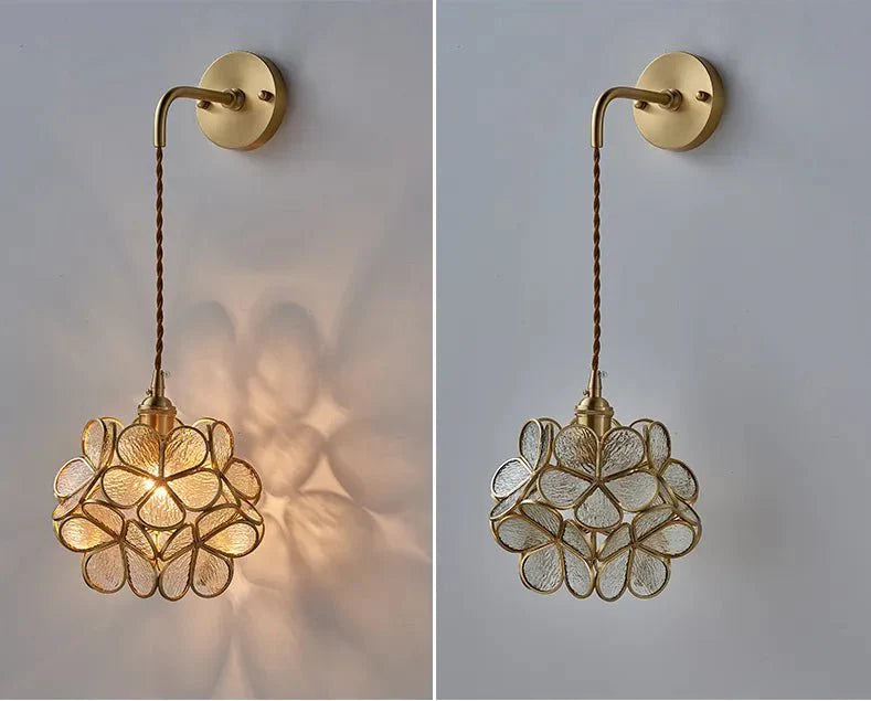 Flora Round Glass Wall Light in Clear & White