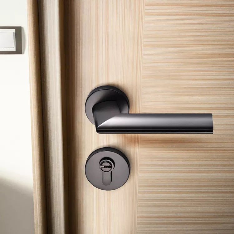 Pavo Lever Door Lock in Brushed Black Nickel & Brushed Brass