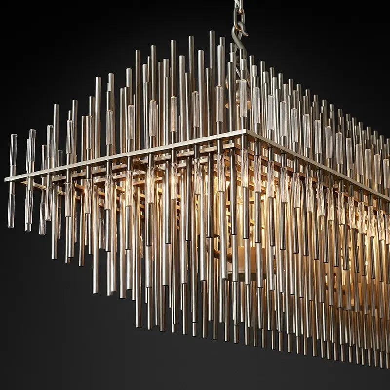 Athena Row Chandelier in Burnished Brass & Pewter