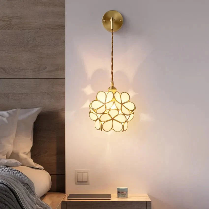 Flora Round Glass Wall Light in Clear & White