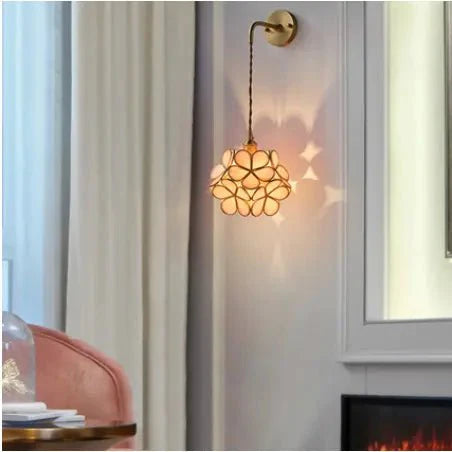 Flora Round Glass Wall Light in Clear & White