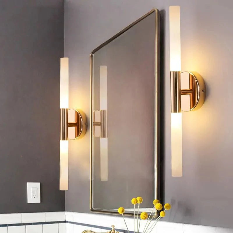 Piped Up Cylindrical Wall Light in Gold & Black